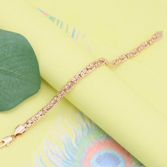"Elegant Rose Gold Byzantine Chain Bracelet for Women, XPBL1126 - Picture 4 of 13
